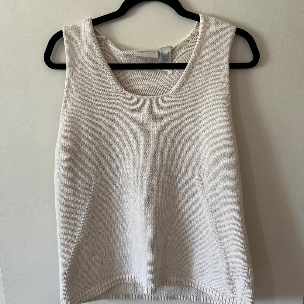 Liz Claiborne Cream Knit Tank Top